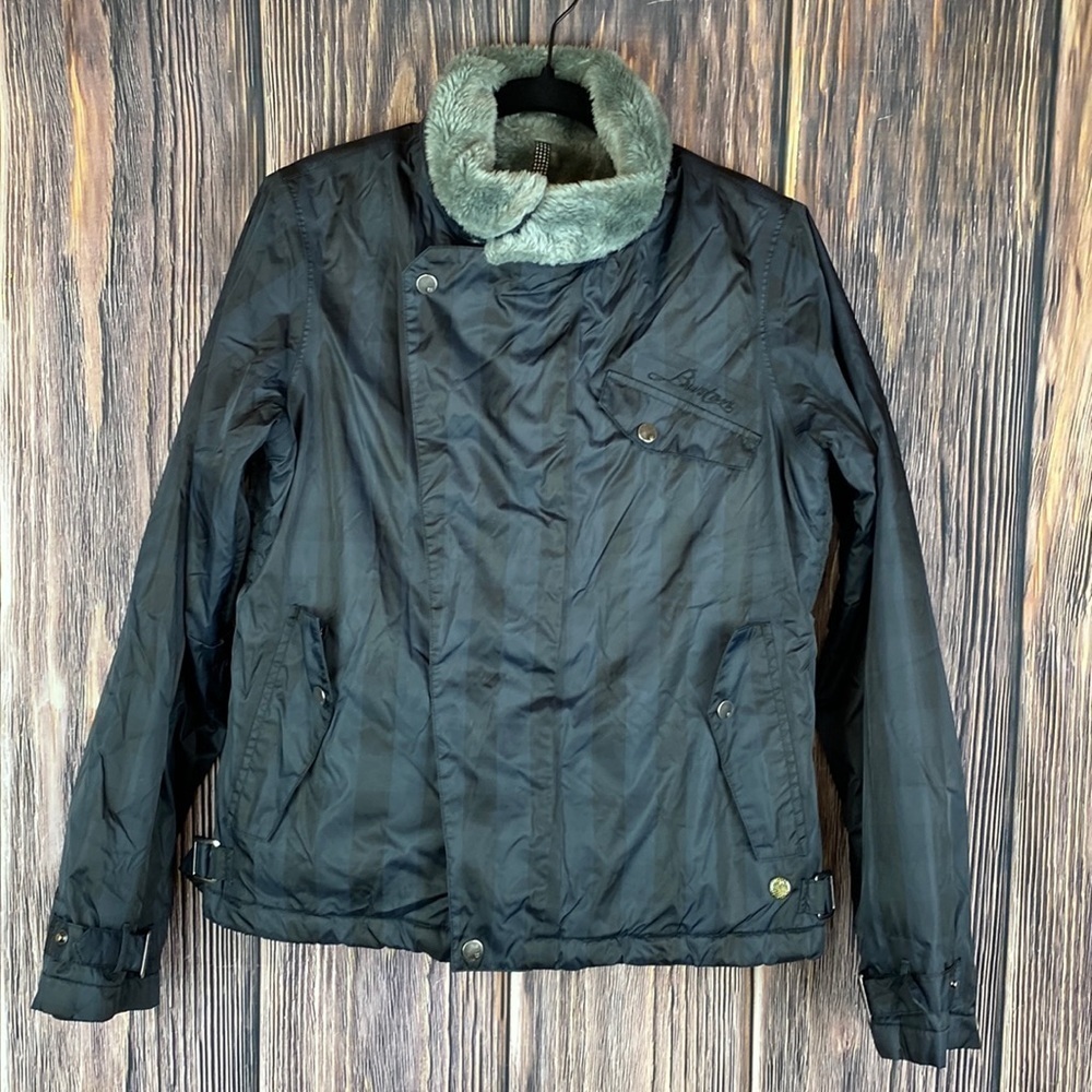 Woman’s Burton Black & Navy Striped Ski Or Snowboard Jacket- Size Small